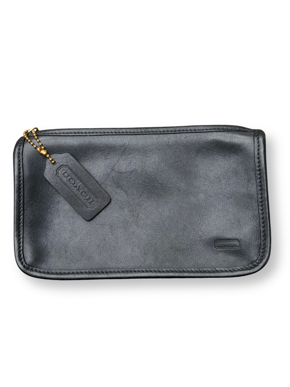 Vintage Coach Chunky Case 7165 Black Leather Cosmetic Makeup Accessory Pouch
